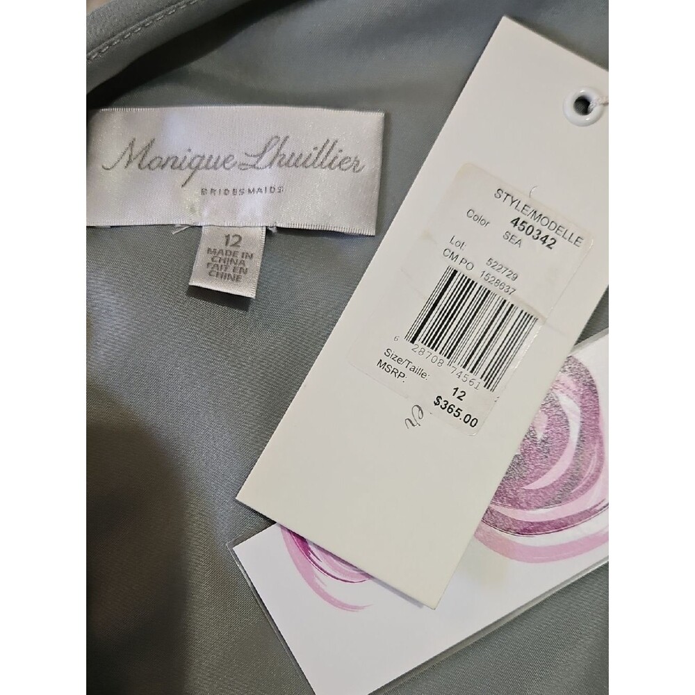 NWT Monique Lhuillier Sea One-Shoulder Maxi Evening Dress Size 12 - Picture 8 of 10
